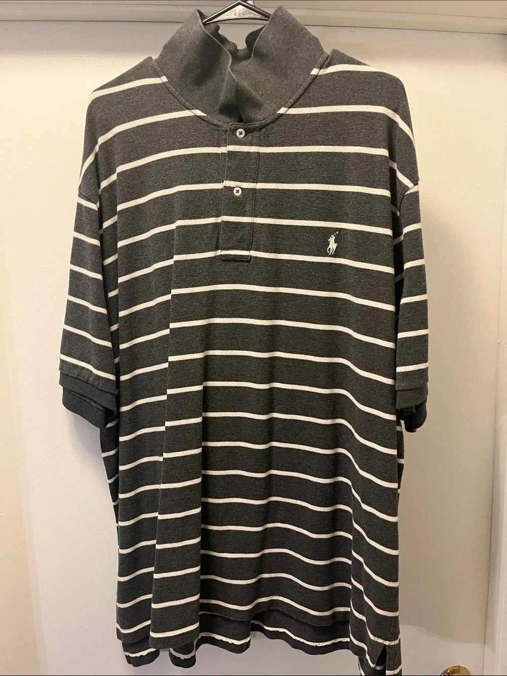 Ralph Lauren Gray and White Striped Polo Shirt